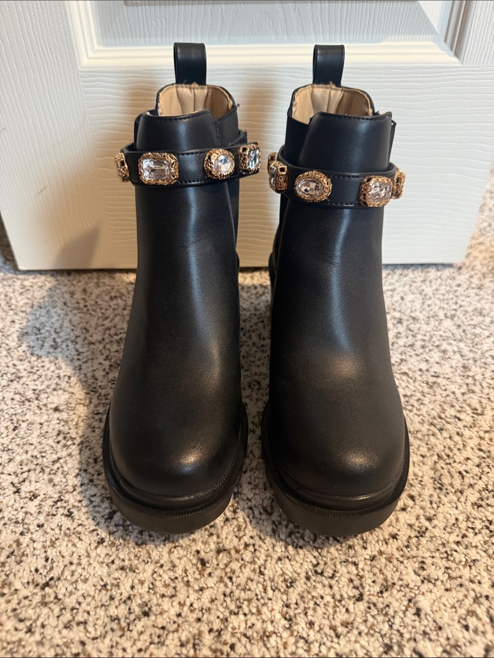 NWT Steve Madden Amulet Black Women's Jewel-Embellished Ankle Boots